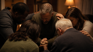 People gathering in prayer